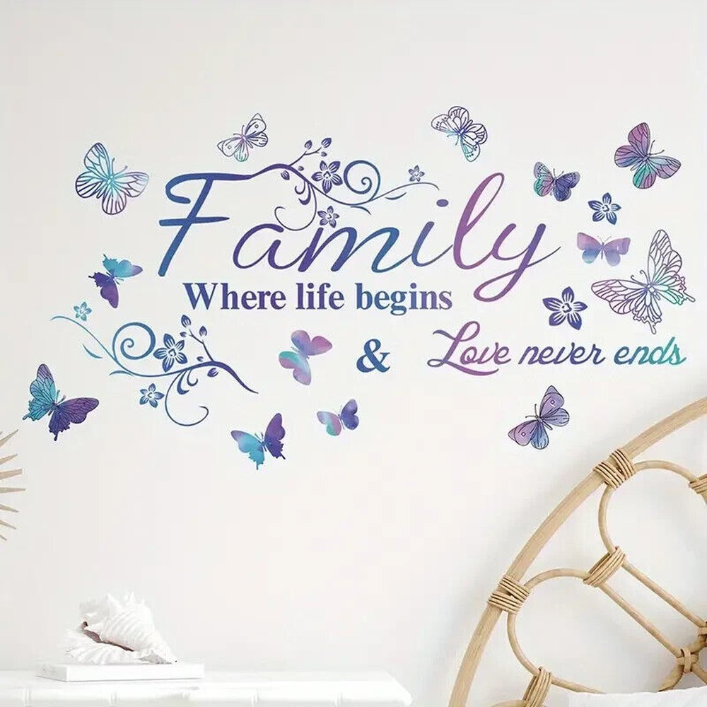 "Family Where Life Begins & Love Never Ends" Wall Decal 14.9" x 27.6" Home & Garden:Home Décor:Decals, Stickers & Vinyl Art Style Your Walls